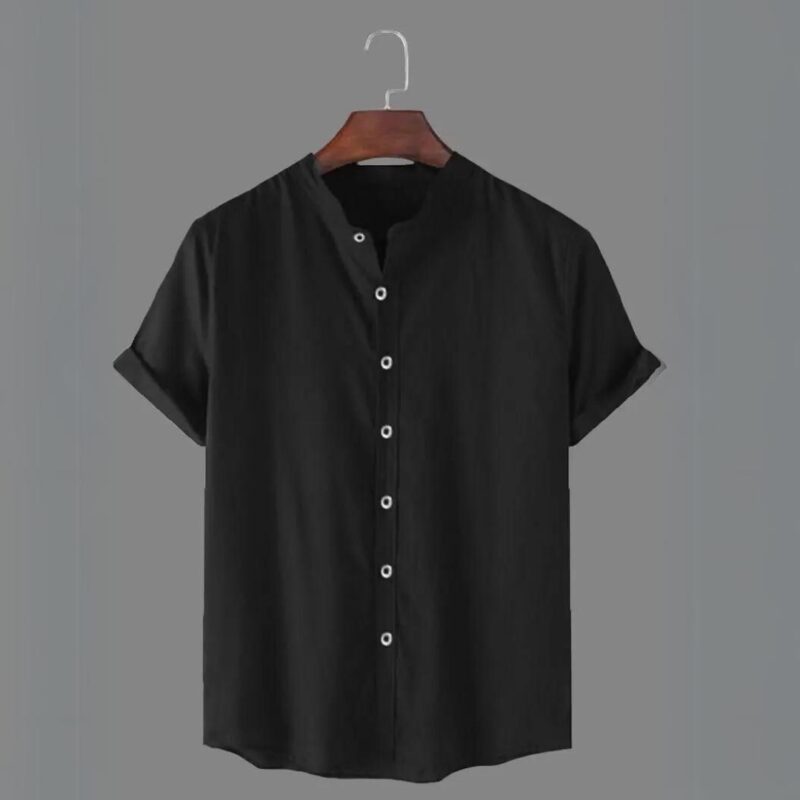 Cotton Solid Half Sleeves Polo Neck Men's Shirt