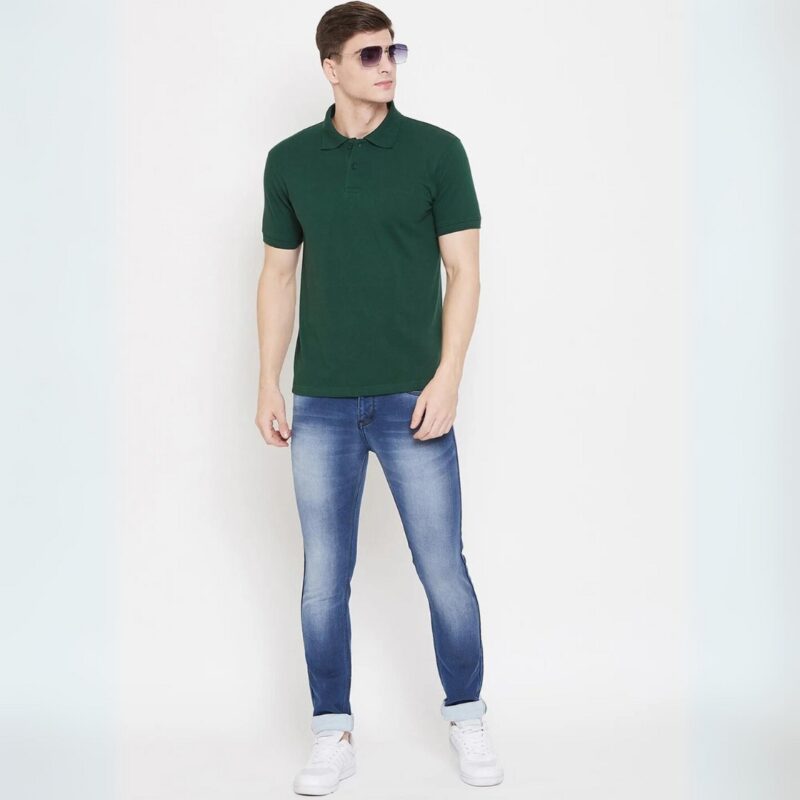 Cotton Blend Solid Half Sleeves Men's Polo T-Shirt