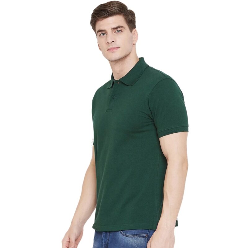 Cotton Blend Solid Half Sleeves Men's Polo T-Shirt - Image 2