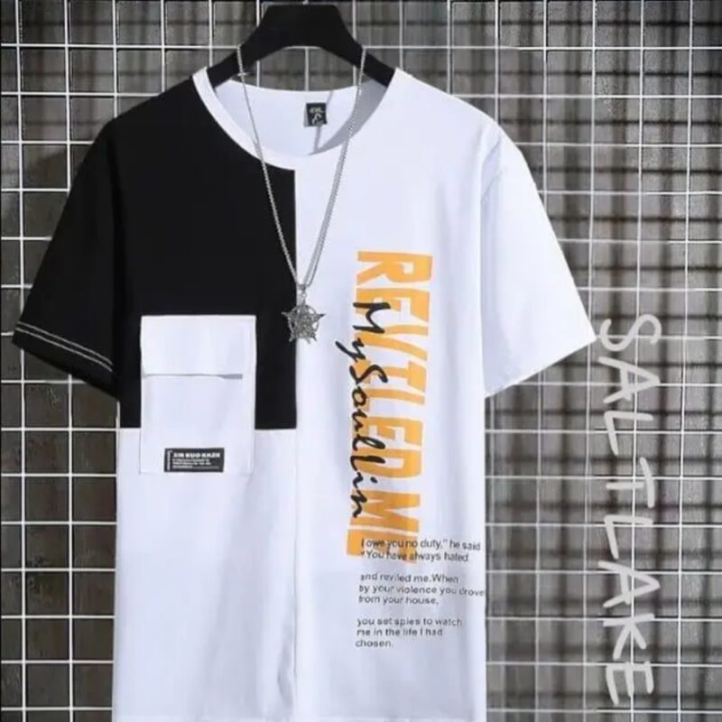 Cotton Printed Half Sleeves Pocket Style Round Neck Men's T-Shirt