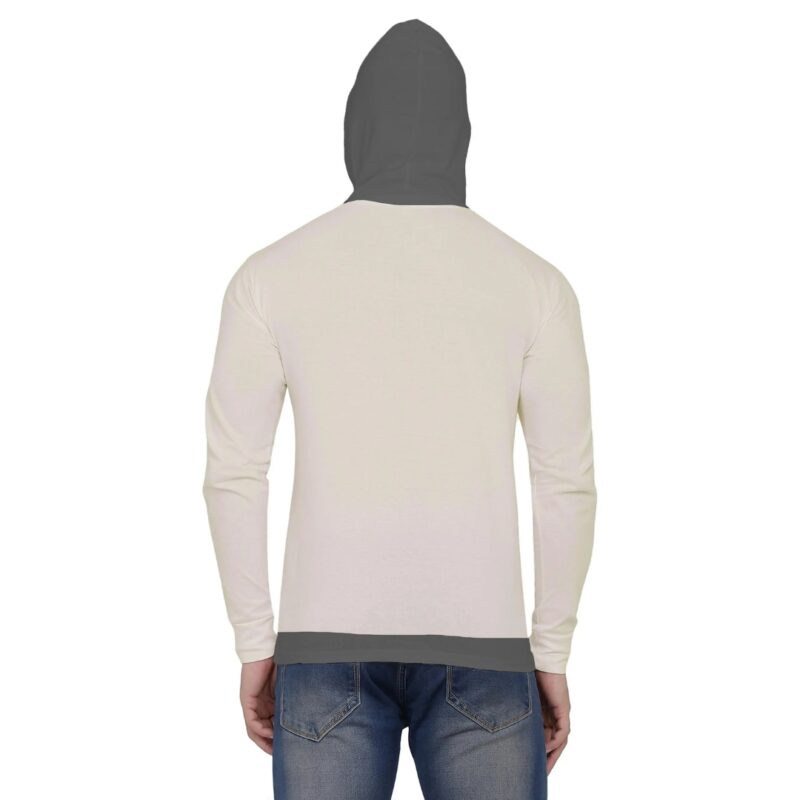 Cotton Blend Printed Full Sleeves Men's Hooded Neck T-Shirt - Image 3