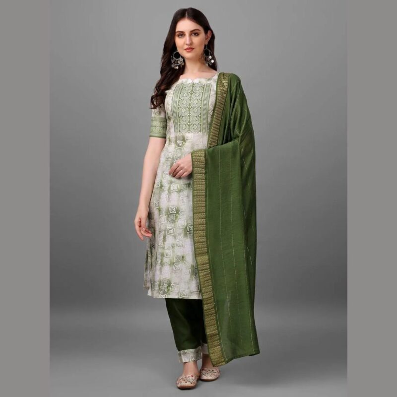 Straight Printed Round Neck Women Kurta Set