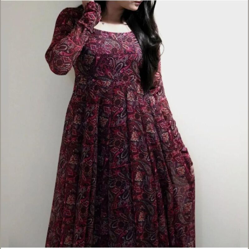 Plus Size Women's Printed Georgette Anarkali Kurti - Image 4